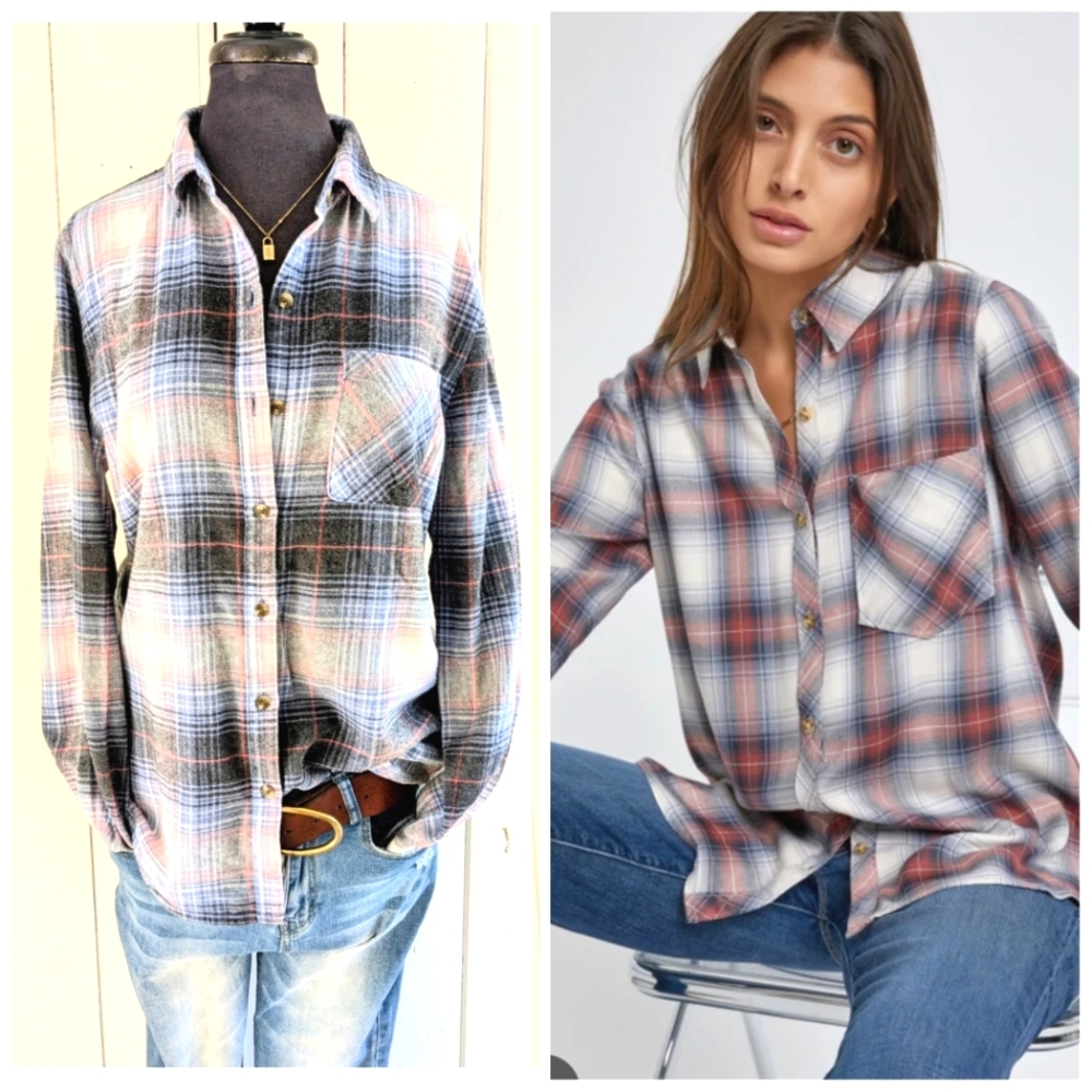 Aeropostale "Boyfriend Fit" Plaid Flannel Shirt sz M